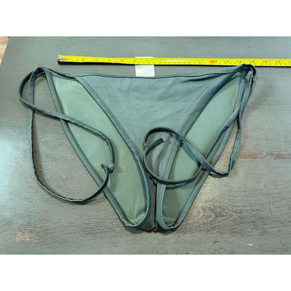 HM Sage Green Bikini Bottoms Swimwear Size 14 Womens Side Tie Style Solid Green